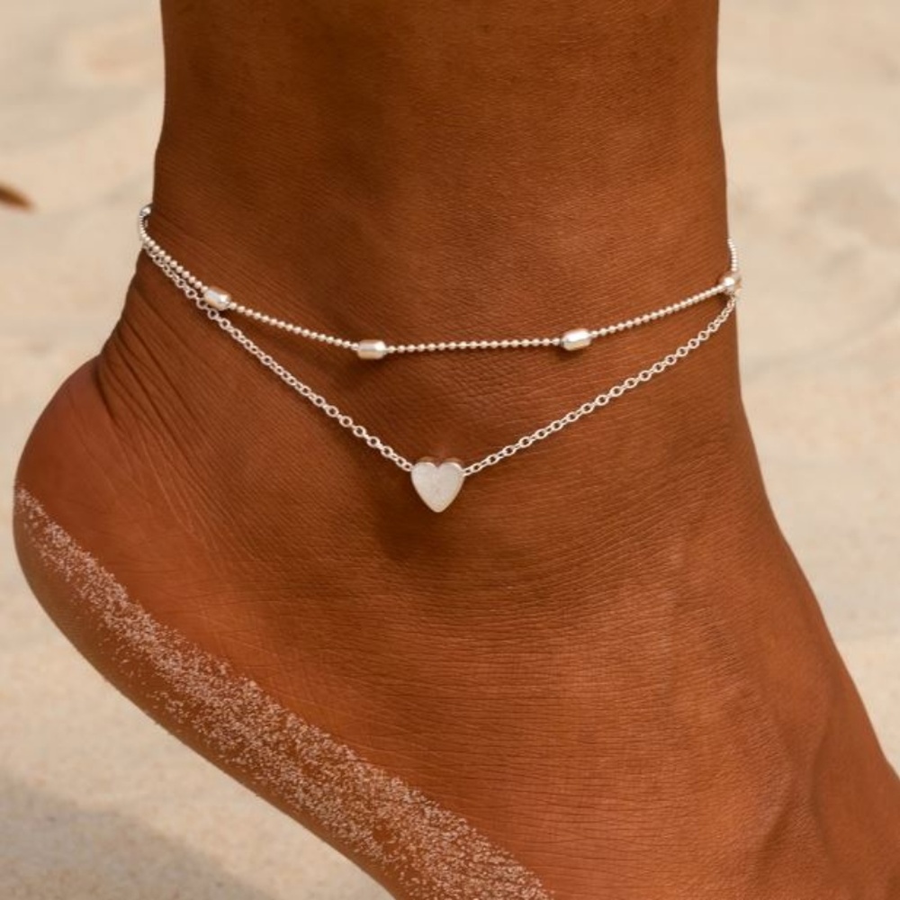 Layered Heart Anklet - Picture 3 of 6